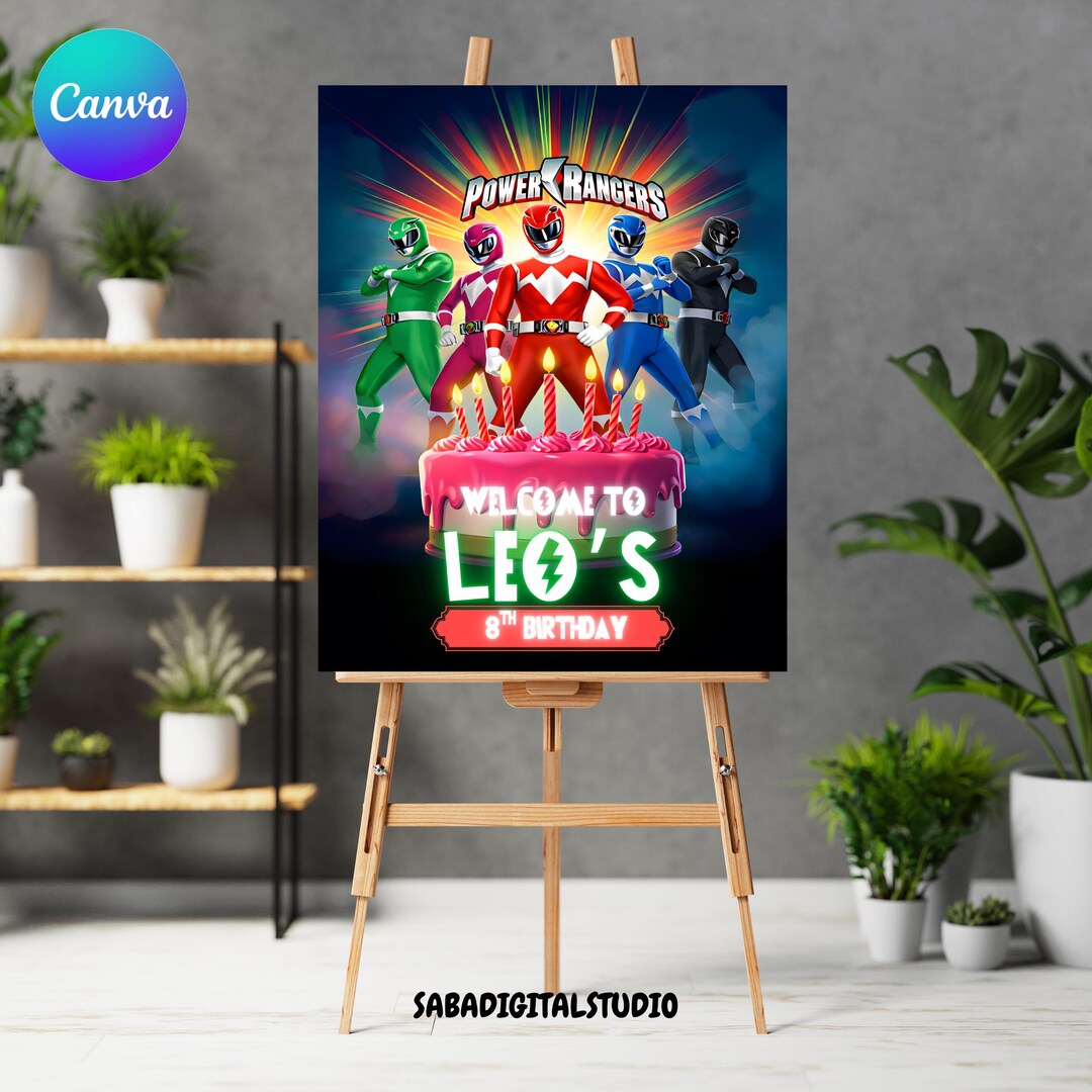 Power Rangers Welcome Sign, Birthday Party Invite, Editable Birthday ...