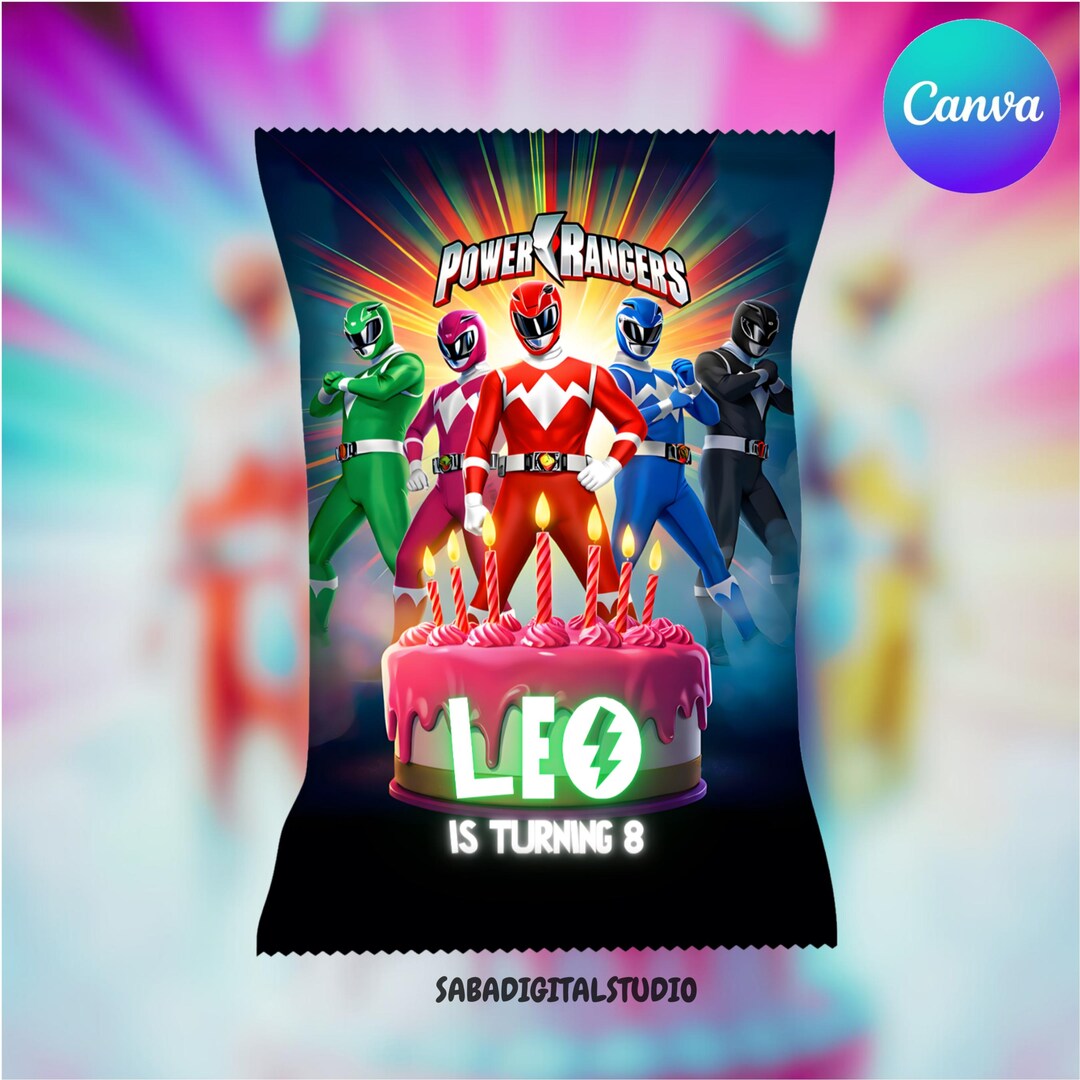 Power Rangers Chip Bag, Power Rangers Potato Chip Bag, Birthday Party ...