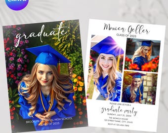 Modern Minimalist Graduation Announcement Card Template (Digital Download)