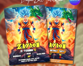 Printable Anime Birthday Invitation, Kids Party Invite, Editable Digital Download Template