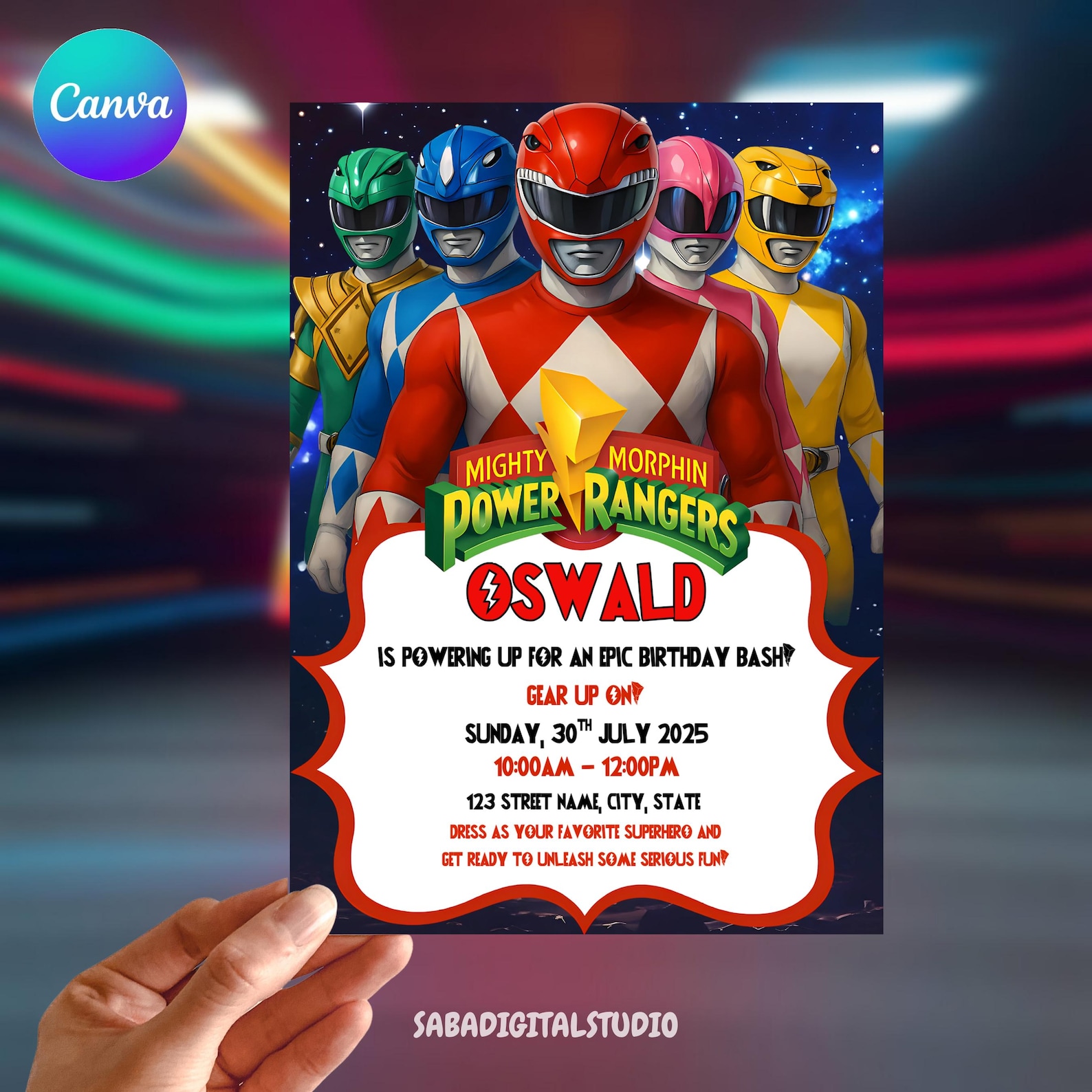 Power Rangers Birthday Invitation, Power Rangers Invite, Printable ...