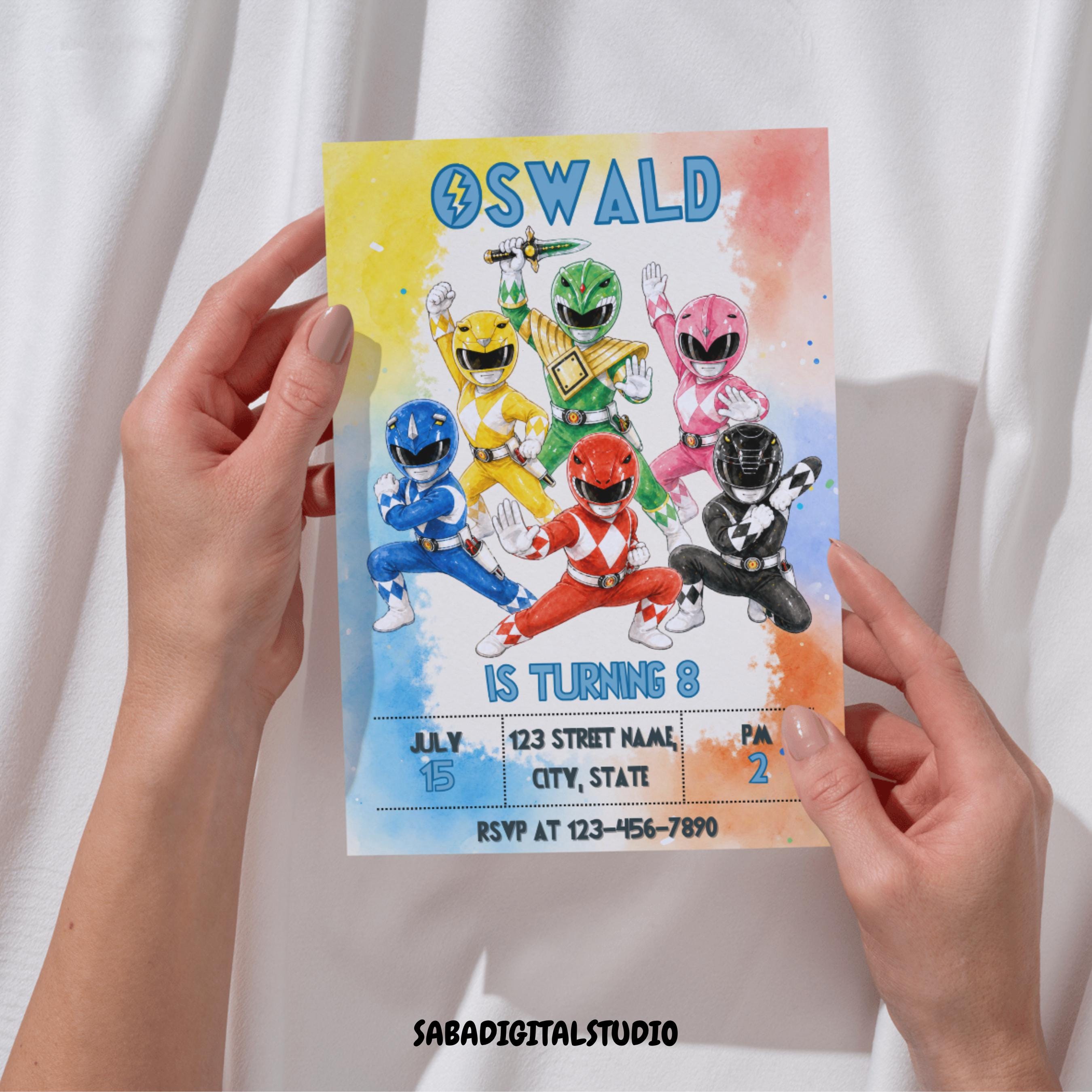 Power Rangers Birthday Invitation, Printable Birthday Invitation, Power ...