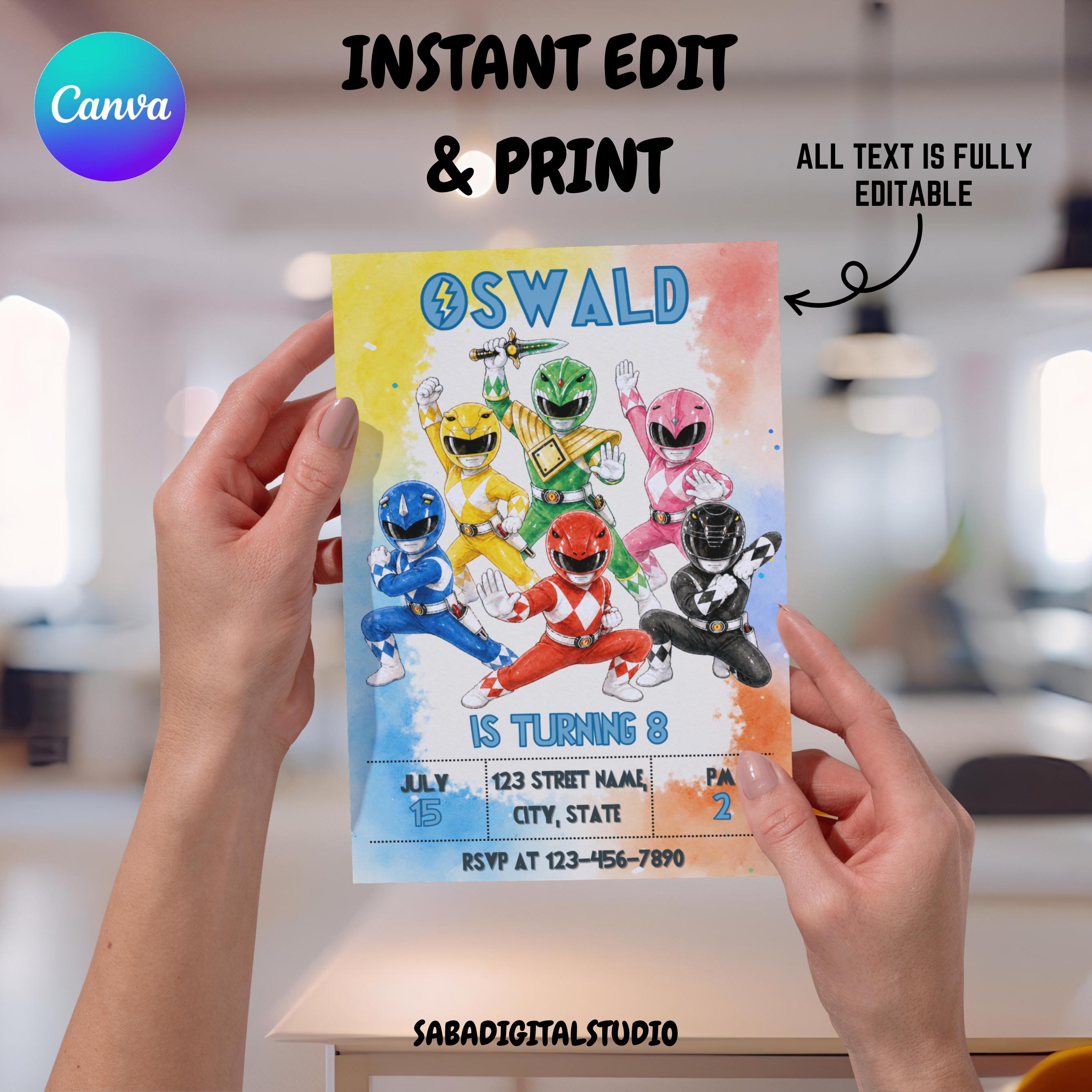 Power Rangers Birthday Invitation, Printable Birthday Invitation, Power ...