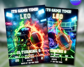 Invito a tema football americano, festa di compleanno sportiva, tema football, download immediato, invito a tema football
