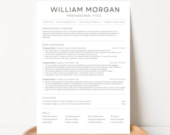Two Page Resume Template | Professional CV & Cover Letter | Modern Minimalist Canva Resume | 2025 Editable CV Design