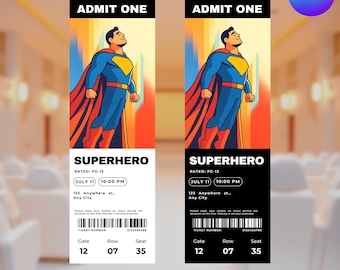 Modello di biglietto per serata cinema, tagliando di biglietto del cinema stampabile, biglietto del cinema da regalare, invito al cinema modificabile su Canva