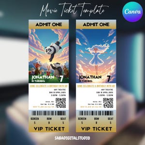 Invito di compleanno per biglietto del cinema, invito per festa al cinema, invito digitale modificabile, biglietto per festa al cinema stampabile, download immediato