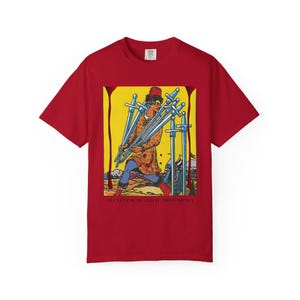 7 of Swords Tarot Unisex T-shirt, Deception Betrayal Dishonesty Tee, Mystical Occult Clothing, Tarot Card Shirt, Gender-Neutral Top