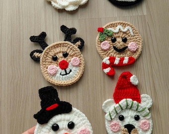 Christmas Crochet Applique Set PDF | Holiday Characters Crochet Patterns | Easy DIY Gift Ideas
