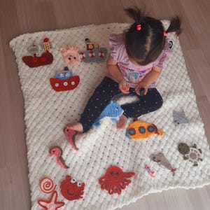 Ocean Themed Crochet Baby Blanket - Handmade Sea Animals Blanket - Nautical Nursery Decor - Baby Shower Gift - Whale Turtle Design