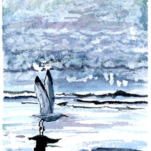 Gull Take Off print of watercolor by Mary Blocksma 8x10 Mat image 1