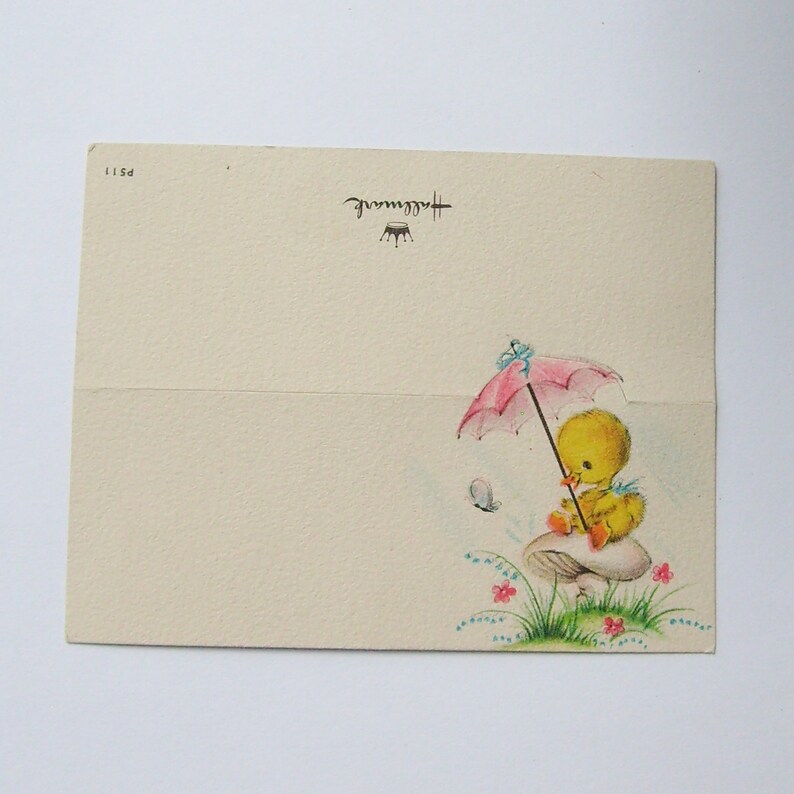 Vintage Hallmark Place Card Baby Shower Yellow Duckling With Etsy
