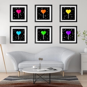 Rainbow Lollipop Heart Print Set: Kids Room Decor (PDF/PNG Digital Download)