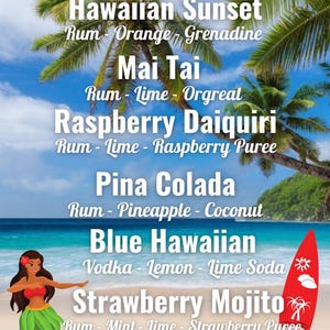 Carte des cocktails d'été