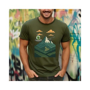 Alien UFO Chase Graphic Tee, Space Theme Shirt, Sci-Fi Fan Gift, Extraterrestrial Spaceship Top, Astronomy Lover Apparel, Unisex Tee