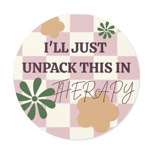 Therapy Themed Round Vinyl Stickers, Cute Planner Stickers, Self-Care Gift, Journaling Supplies, Mental Health Decor