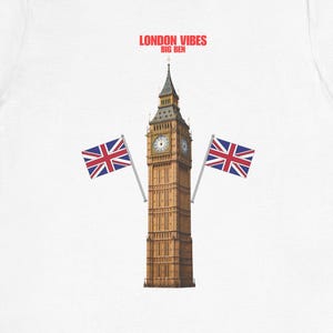 Big Ben London Clock Tower T-shirt, brittisk Union Jack-tröja med grafik