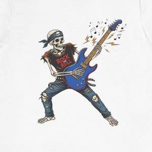 Rockin&#39; Skeleton Guitar Graphic T-Shirt: Music Festival Unisex Shirt,Festival Concert shirt