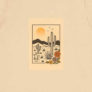 Cactus Sunset Graphic Tee: Vintage Desert Landscape Shirt, Retro western Vibes