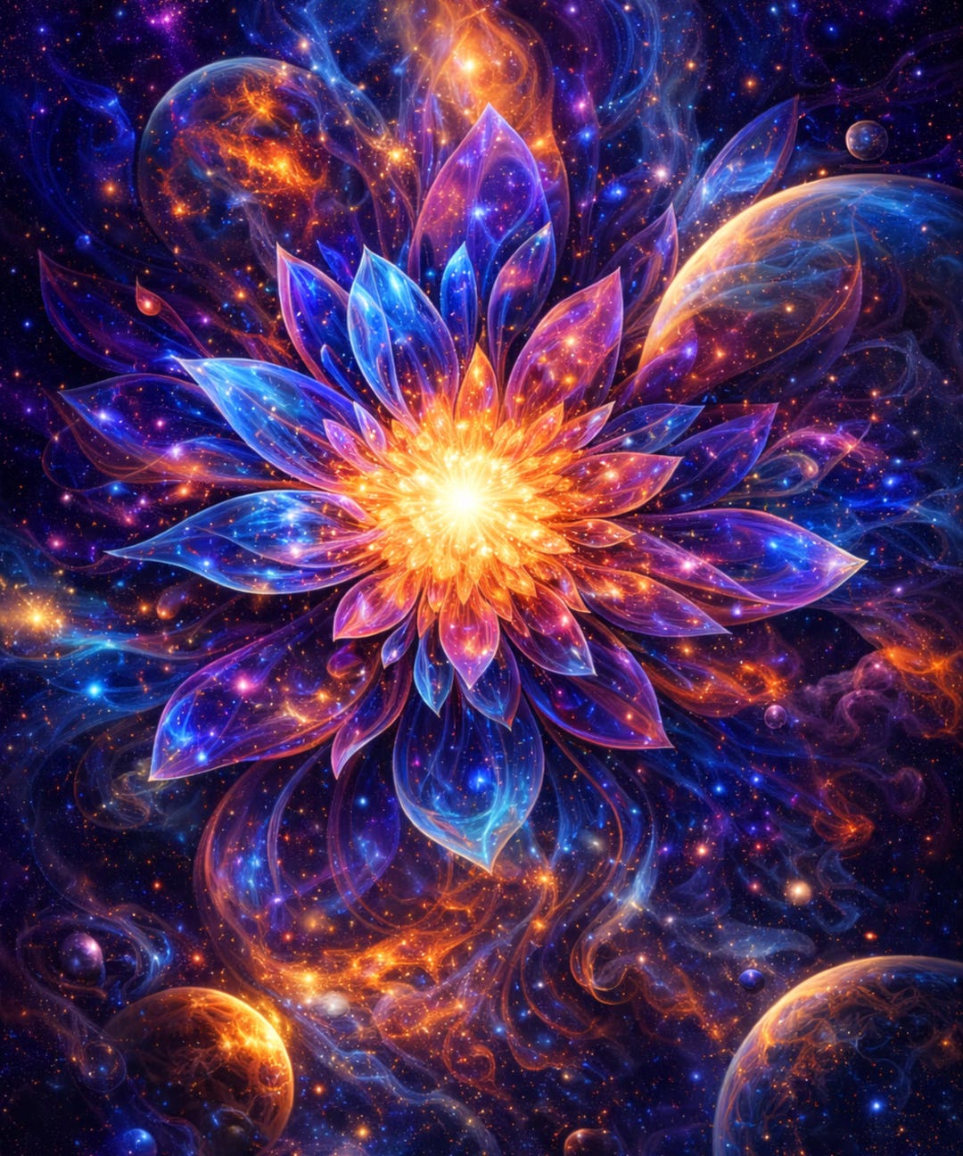 Celestial Bloom Printable Wall Art Cosmic Flower Galaxy Poster Abstract ...