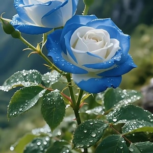 Blue and White Rose Print: Elegant Floral Photography (digital Download ...