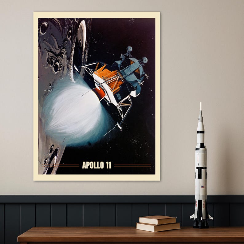 Vintage Apollo 11 Lunar Landing Module Poster, Dynamic Retro NASA Space ...