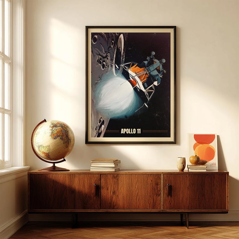 Vintage Apollo 11 Lunar Landing Module Poster, Dynamic Retro NASA Space ...
