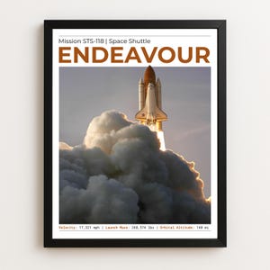 Space Shuttle Endeavour Launch Poster, Dramatic Lift‑Off Wall Art for Space Enthusiasts, Rocket Ship Poster, Vintage Spacecraft Print