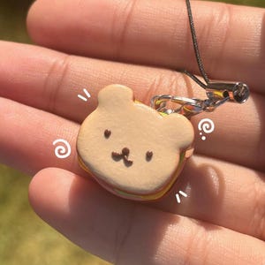 Mini Bear Sandwhich Keychain Polymer Clay Accesory 1pc
