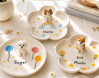 Personalized Pet Jewelry Dish,Custom 3D Dog Cat Ceramic Ring Tray,Sculpted Pet Portrait Trinket Dish,Unique Pet Lover Gift,Memorial Keepsake