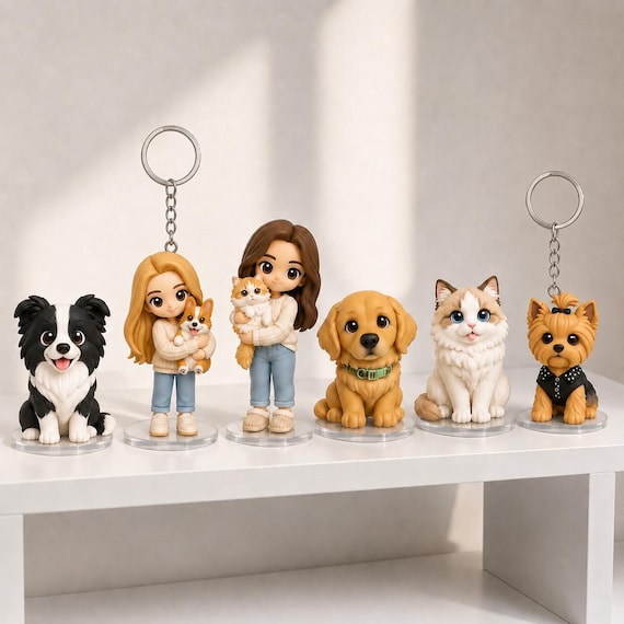 Custom 3D Mini Figure From Photo, Personalized 3D Pet Figurine, Mini Figure Keychain, Pet  Memorial Keepsake, Pet Lover Gift