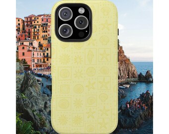 Yellow Seashells iPhone Case | Preppy Amalfi Summer Stamps