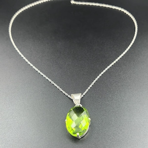 Green Peridot Necklace, 925 Silver Faceted Green Gemstone Necklace, August Birthstone Necklace, Gift For Her, Wedding Gift, Birthday Gifts