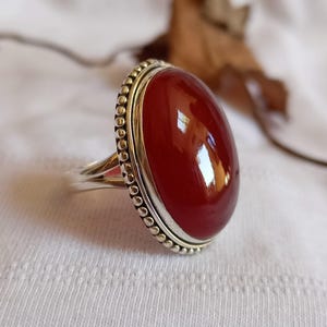 Carnelian Ring, 925 Sterling Silver Ring, Red Stone Ring, Gifts For Her, Anniversary Gifts, Wedding Gifts, Birthstone Ring, Handmade Gifts