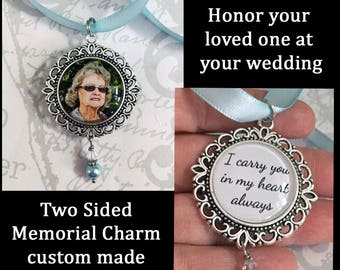 CUSTOM Made in memory of Wedding Bouquet charms, Photo Pendants, charms for family photos