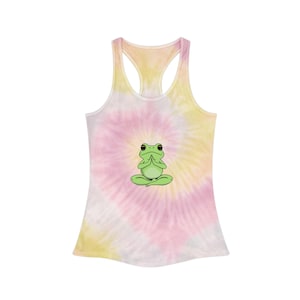 Tie Dye Tank Top, 70s Vintage Style Zen Frog Racerback, Yoga Festival Mom ift, Grateful Dead Hippie Wear, Music Festival Shirt