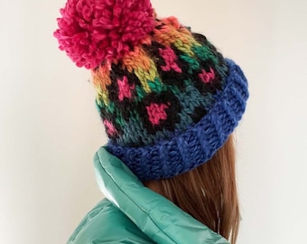 The Rainbow Leopard Knit Hat