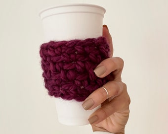 On the go cup cozy - coffee cozy - tea cozy - cup sleeve - handmade crochet custom color - gift