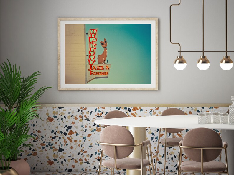 Hip Kitty Jazz and Fondue Club Mid Century Modern Art Neon Etsy