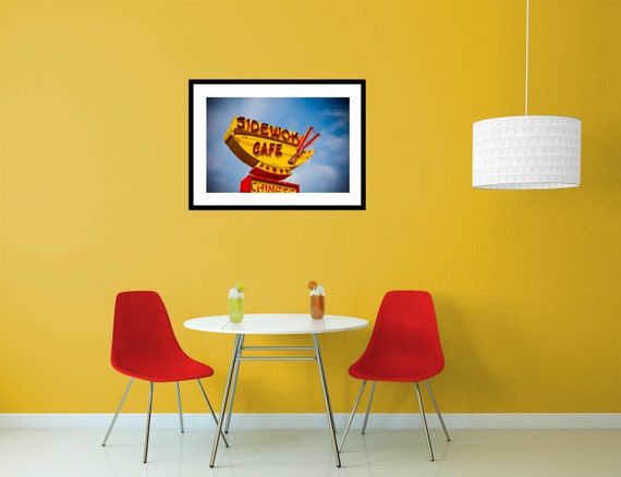 Sidewok Cafe Neon Sign Print Retro Kitchen Decor Denver Photography Neon Sign Art Chinese Food Sign Colfax Art Retro Kitchen Art