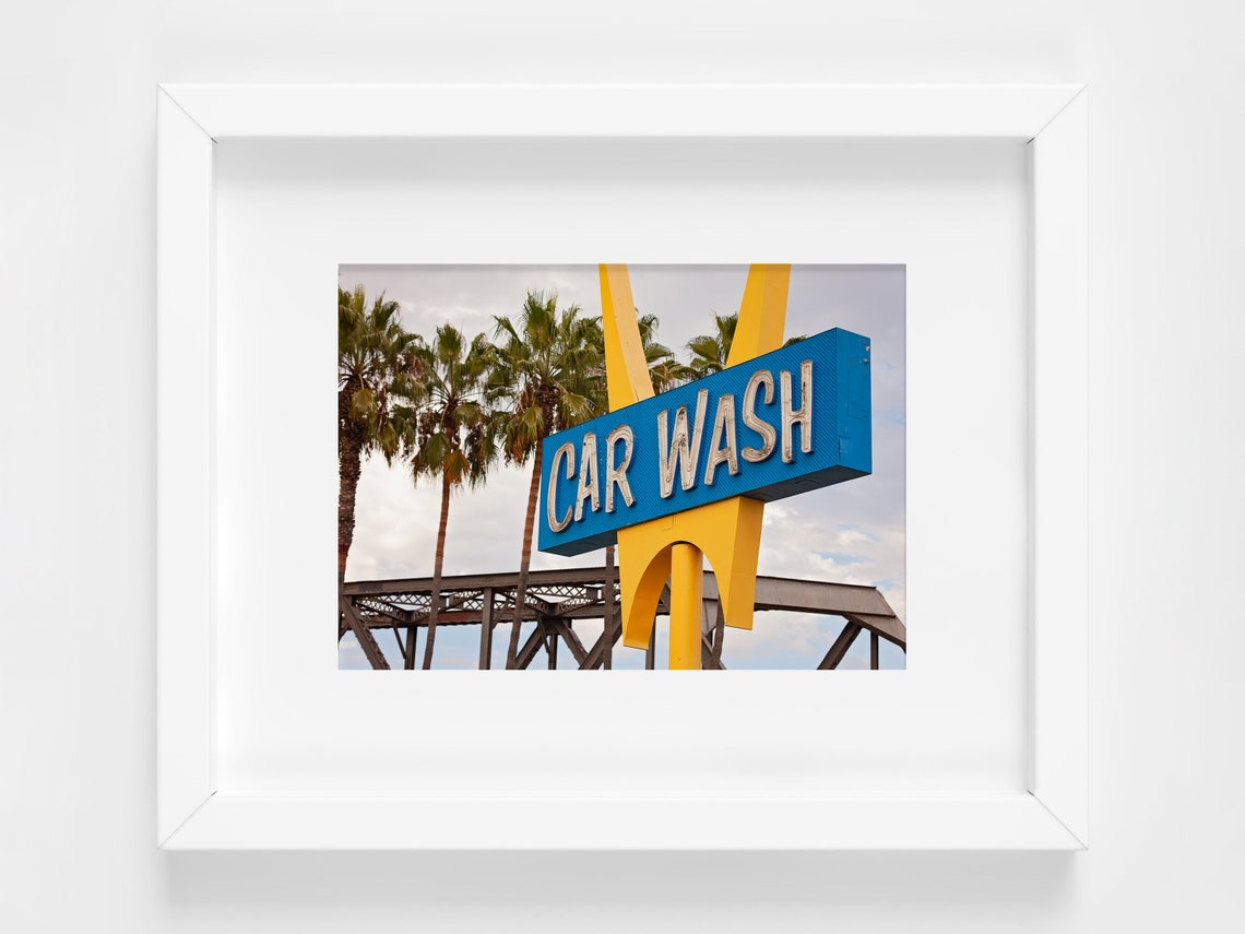 Googie Car Wash Print Neon Sign Print Five Points Car Wash