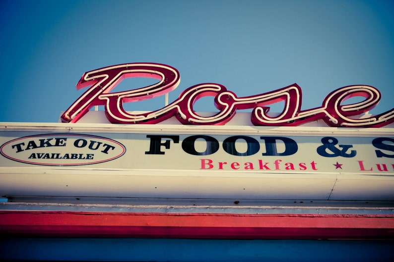 Somerville Neon Sign Davis Square Rosebud Diner Retro Etsy