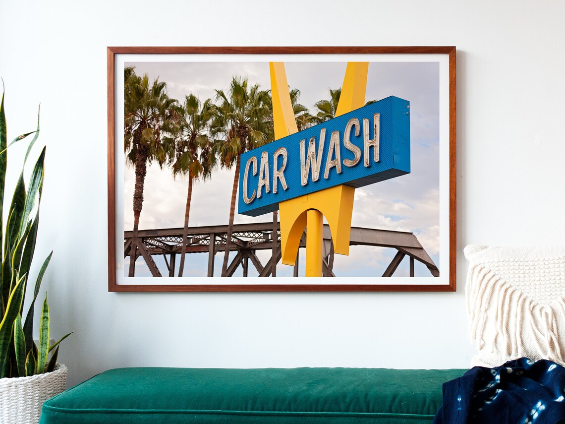 Googie Car Wash Print Neon Sign Print Five Points Car Wash Etsy