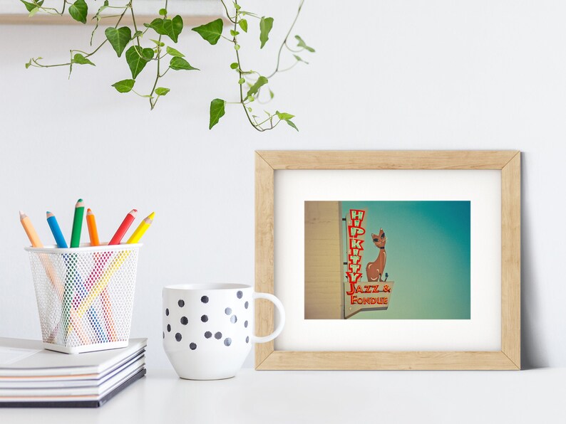 Hip Kitty Jazz and Fondue Club Mid Century Modern Art Neon Etsy