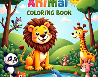 Animal Coloring Book for Toddlers – 80 Safari & Zoo Pages (Digital PDF