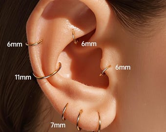 20G/18G/16G titanium hoop earrings nose/septum ring,piercing cartilage/conch/daith/tragus/helix jewelry,gold rook earring