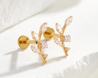 Titan Ohrstecker Ahornblatt 18G/16G Ohrstecker, Knorpel / Muschel / Muschel / Tragus / vordere Helix