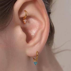 20G/18G/16G titanium hoop flower dangle earrings,cartilage piercing,tragus jewelry,helix hoop,gold rook earring
