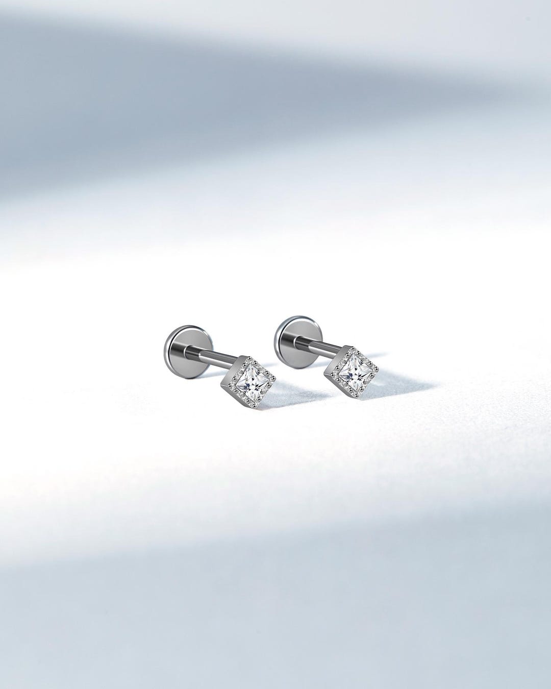 Rod Earring 18G/16G Implantable Titanium Threaded Rod Simple Rectangular Earrings ...