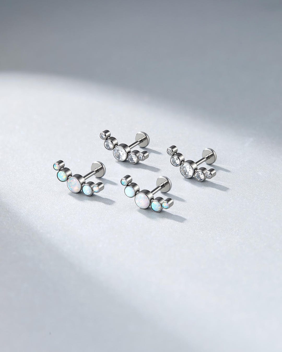 Rod Earring 18G/16G Implantable Threaded Rod Titanium Five Diamond Earrings,forward ...